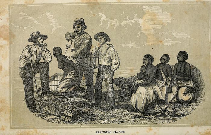The transatlantic slave trade was a brutal, multicontinental, centuries-long effort that changed the course of history and demographics across the world. This image depicts the branding of slaves by Europeans before being transported to the Americas.