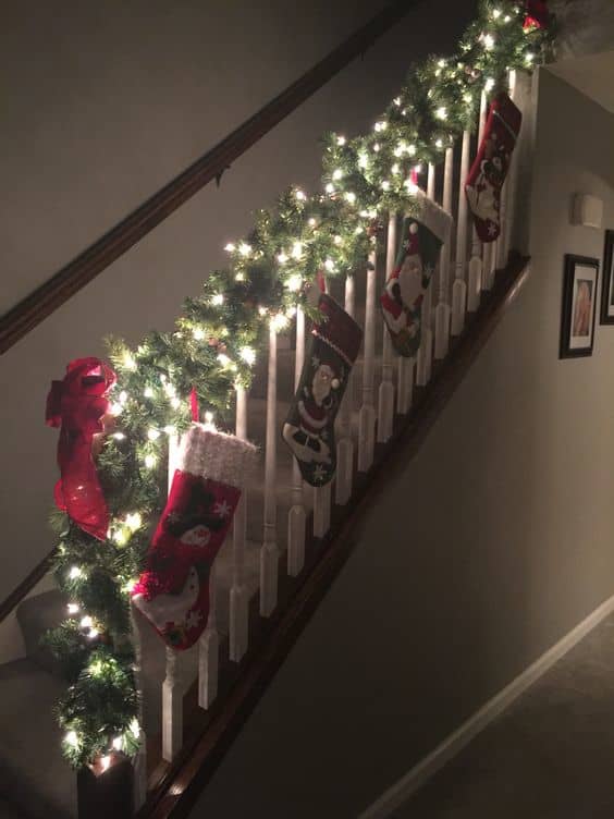 50+ Enchanting Christmas Stairway Decor Ideas - Holidappy