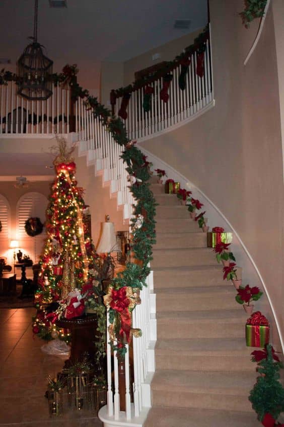 50+ Enchanting Christmas Stairway Decor Ideas - Holidappy