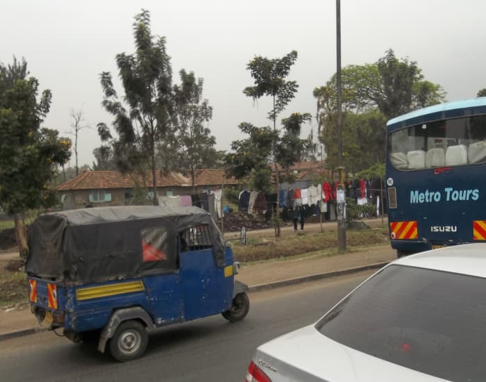 Residents of Kenyan cities are also subjected to the Tuktuk (three wheeled scooter) as quick alternative transport!