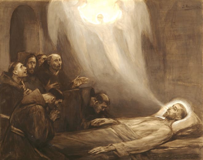 Christian iconography often depicts the departing soul as a child, or, as in this image by Josep Benlliure Gil (1855-1937), a spiritual breath.