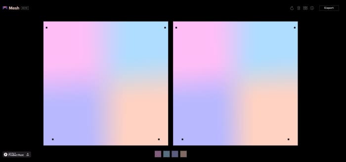 Here's a cool mesh gradient created using the tool. You can update the shapes using the dots provided.