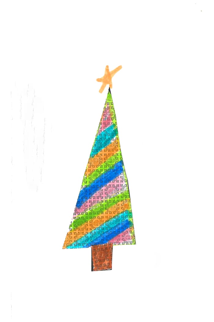 This is a simpller version of the tree above. Simply draw on the stripes rather than cutting strips of paper.