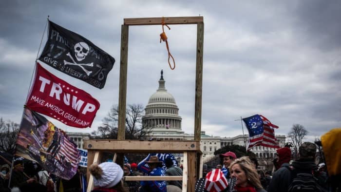 Some January 6 rioters chanted "hang Mike Pence" because Donald Trump said Pence didn't have the courage to stop the certification.