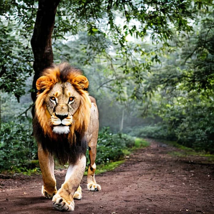 Stable Diffusion AI generated image of a lion. My attempt at creating a computer generated picture that looked like a photograph.