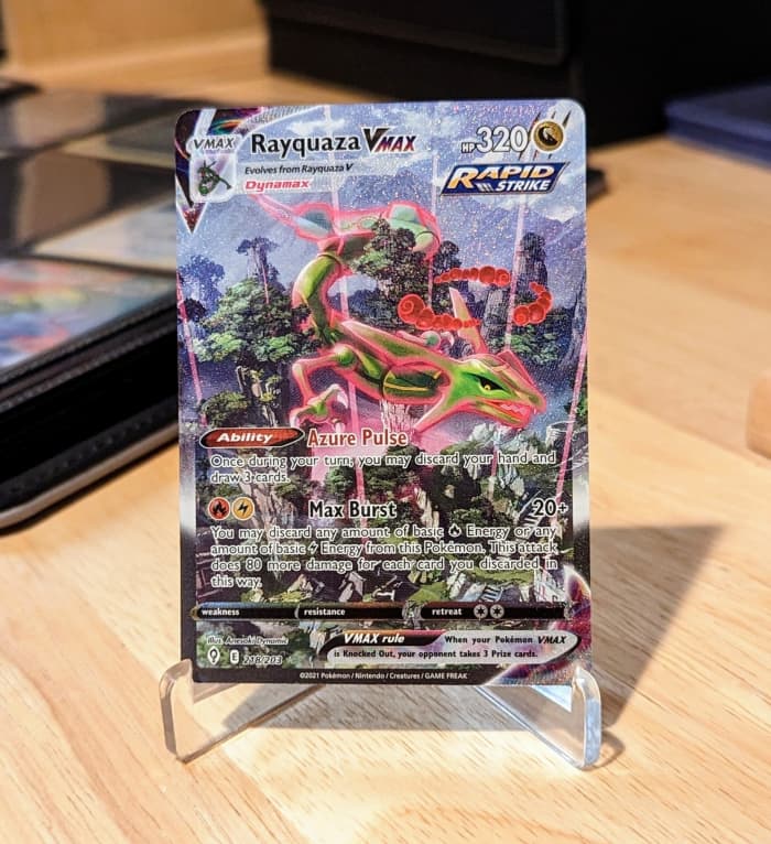 Rayquaza VMAX Alternate Art Pokémon Card - Evolving Skies - 218/203 - Value: $275