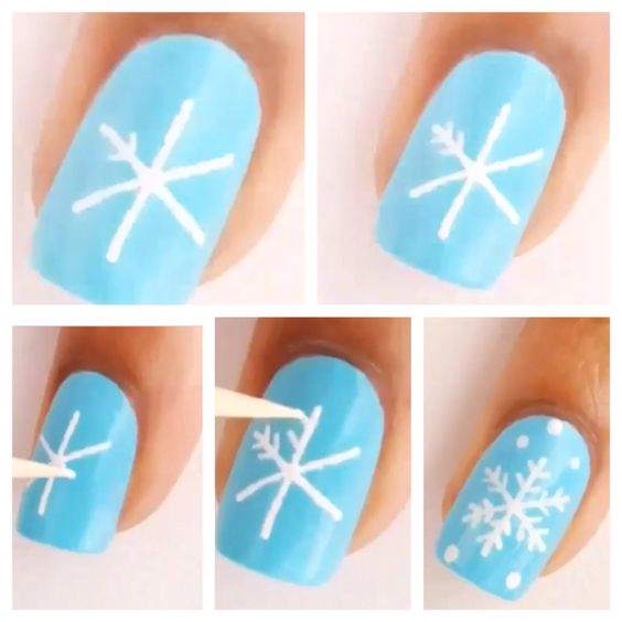 This outlines how to make a snowflake design on your nails
