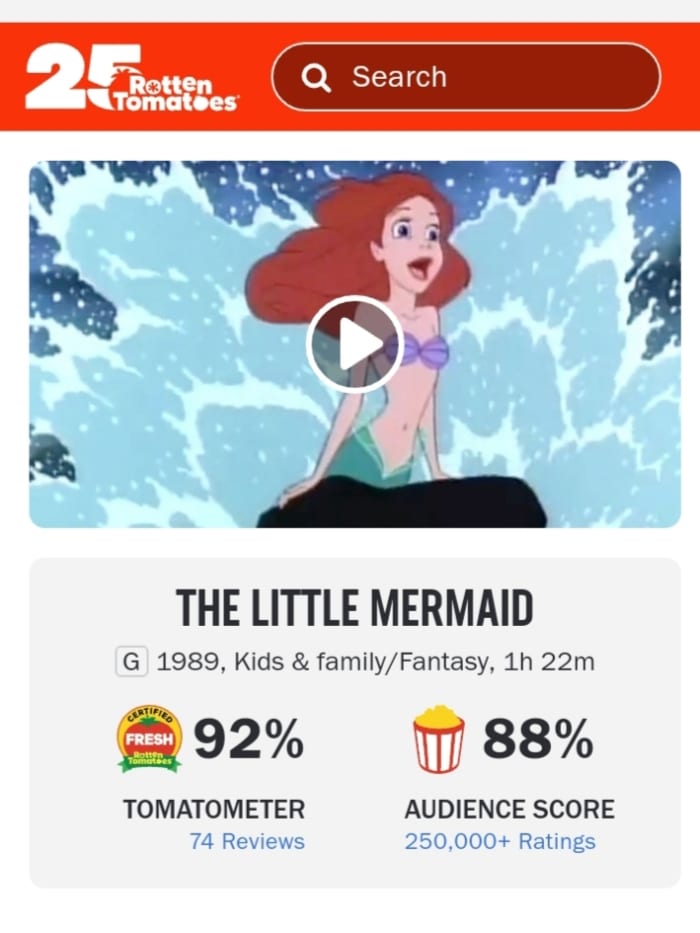 "The Little Mermaid" Reboot Receives 51 Rating On Rotten Tomatoes and