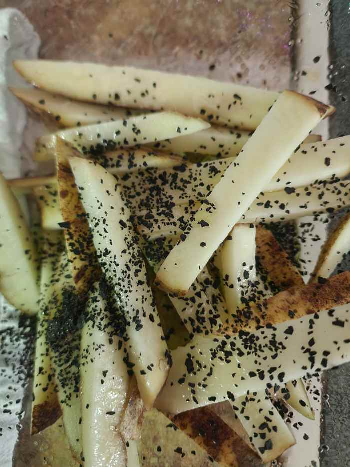 Black Garlic Oven Baked Potato Fries Recipe Delishably
