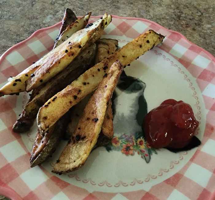 Black Garlic Oven Baked Potato Fries Recipe Delishably
