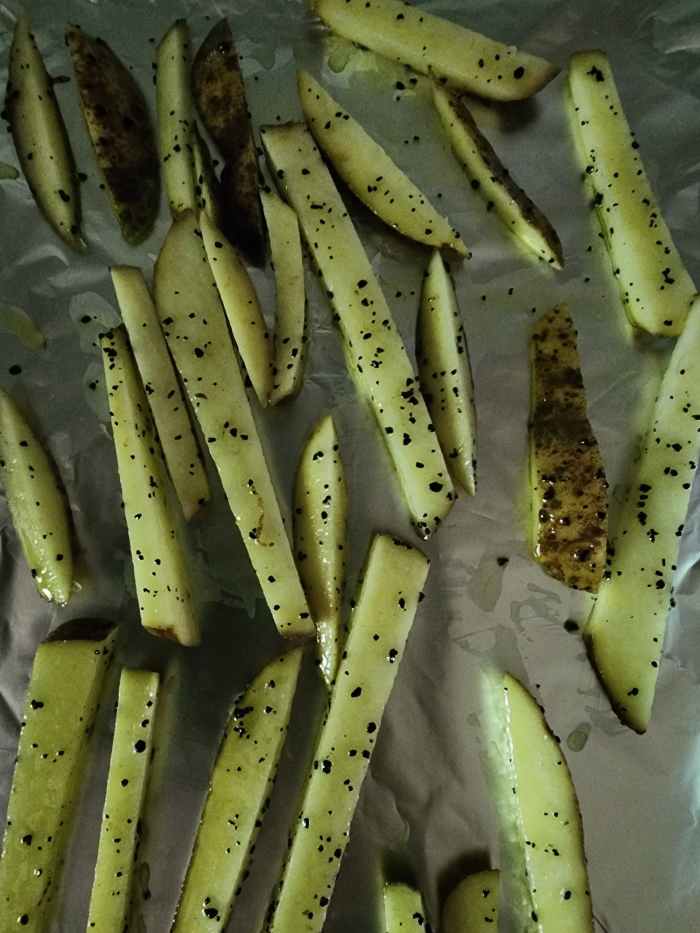 Black Garlic Oven Baked Potato Fries Recipe Delishably