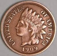 This is a picture of the Indian Head penny. 1909 was the final year that the Indian Head penny was produced. Wheat pennies replaced them in the same year.