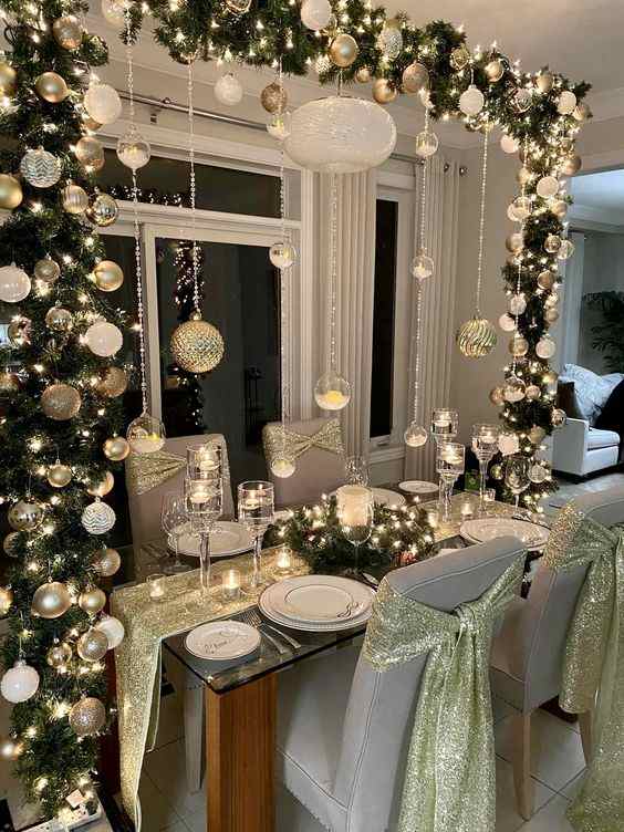 Create an ornament arch over your dining area
