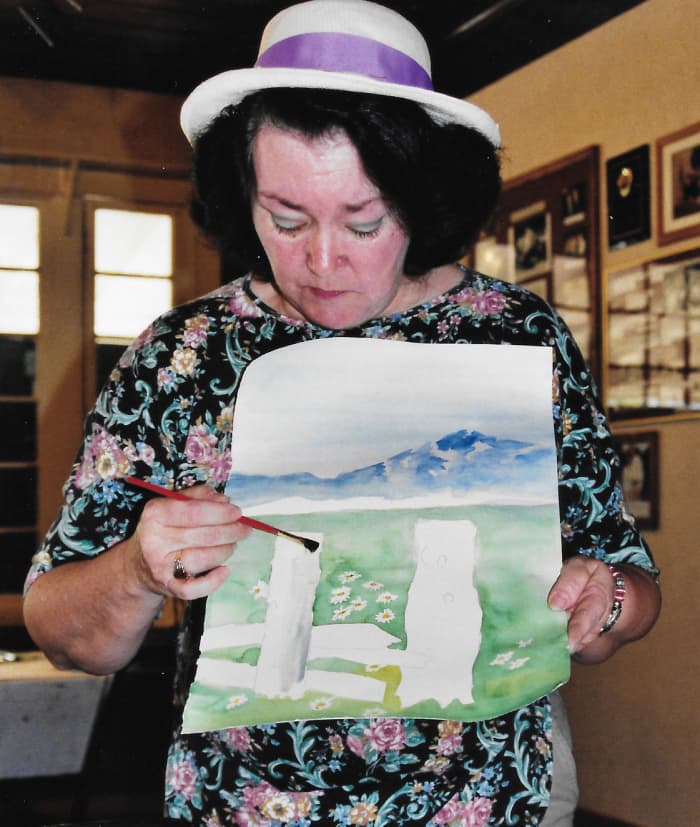 Step by step instruction was the key to helping the seniors leave with a successful painting.