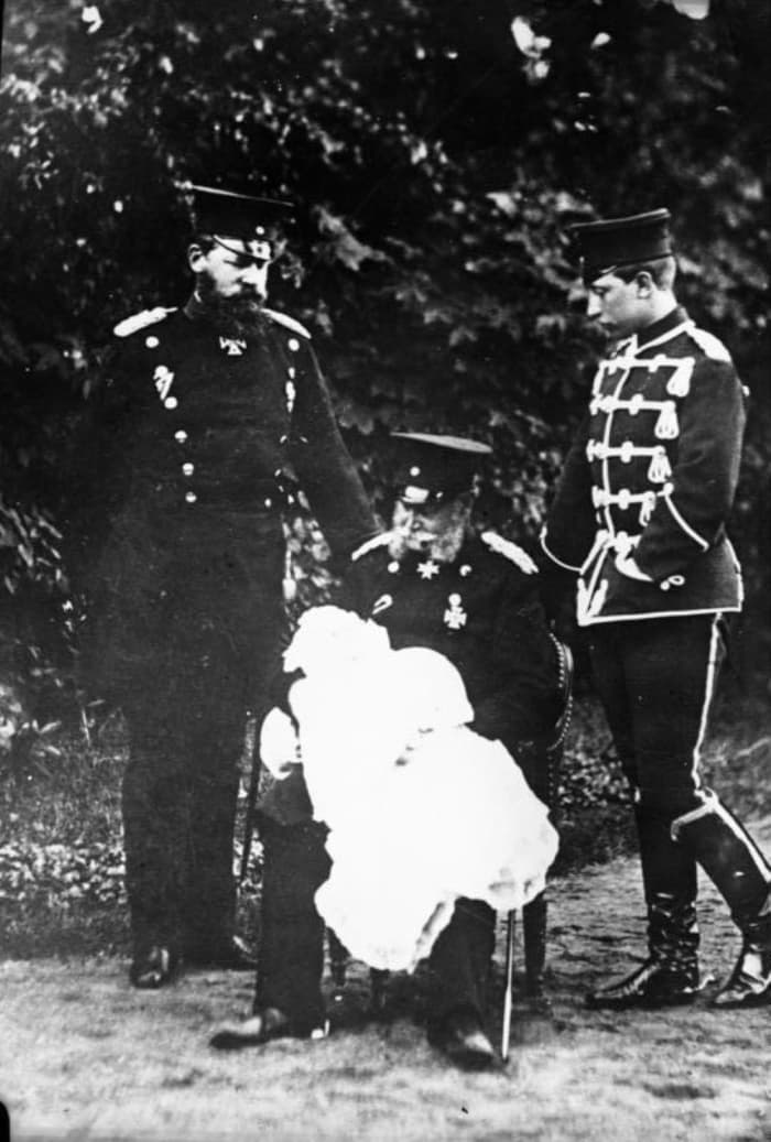 Four generations of Hohenzollerns in 1882: Kaiser Wilhelm I, Crown Prince Friedrich, Prince Wilhelm and baby Prince Wilhelm.