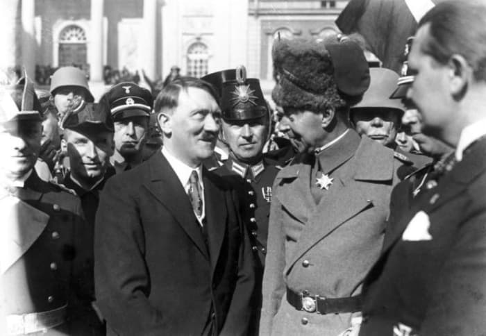 Private German citizen and former Crown Prince Wilhelm with Adolf Hitler in 1933.