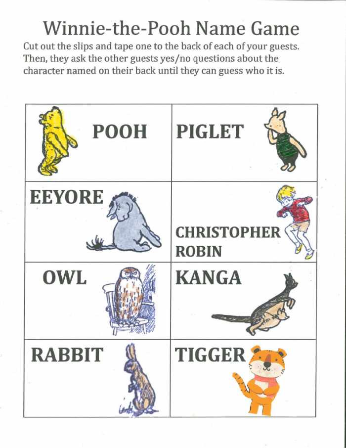 8 Printable Classic WinniethePooh Games for Parties and Celebrations
