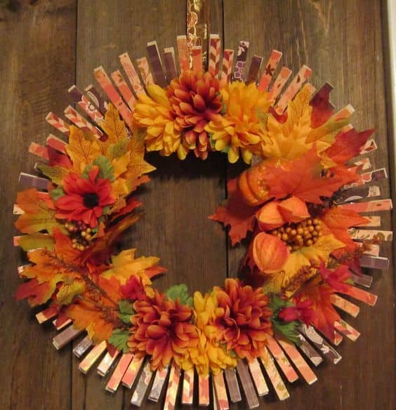 35+ Beautiful DIY Thanksgiving Clothespin Wreaths To Show The Beauty of ...