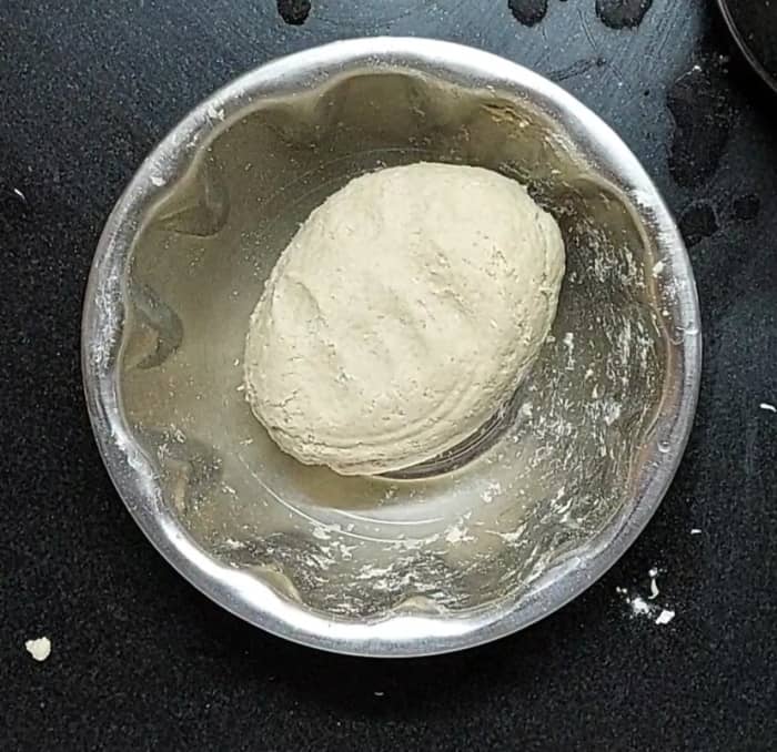 Gradually add water and knead the soft but firm dough (be careful not to add too much water or else the dough will become too sticky to roll out). Keep the dough covered for 10 minutes.