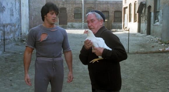 Stallone (left) is at his monosyllabic worst here whereas Meredith (right) steals the show as his highly animated trainer Mickey.