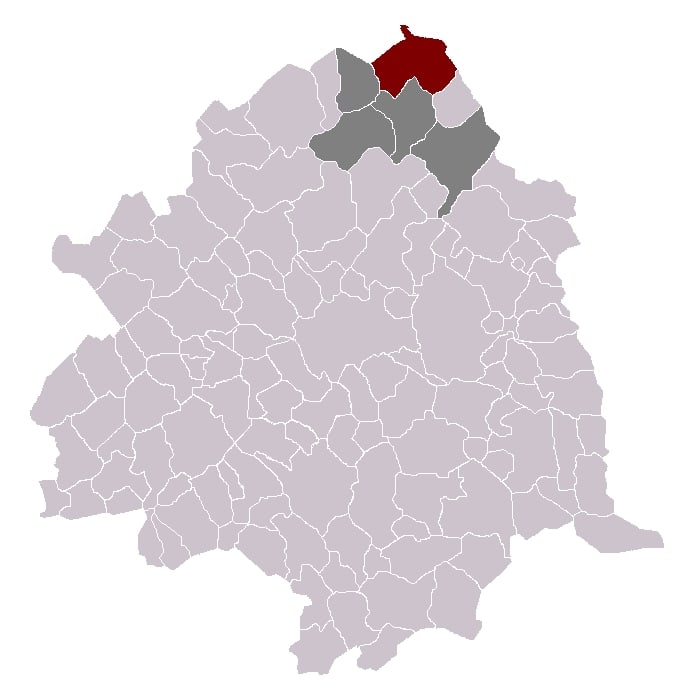 Map location of Halluin, France in Lille 'arrondissement'