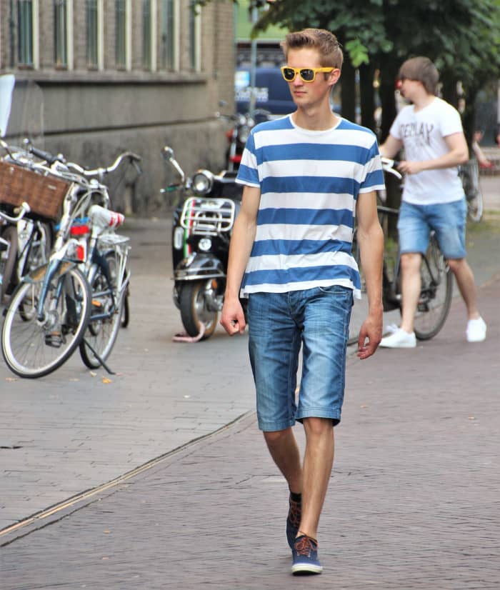 A young man feeling comfortable walking
