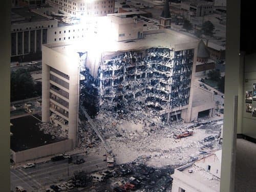 The April 1995 Oklahoma City bombing killed 168 people and caused a temporary fall in the popularity of sovereign citizenship.