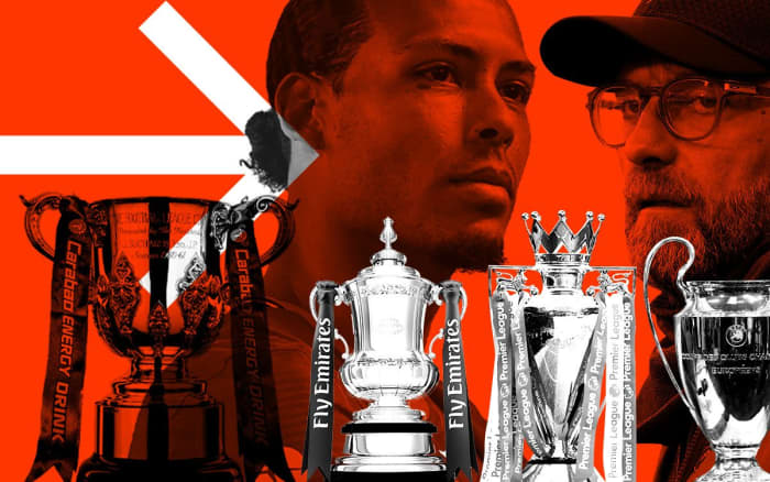 (From Left) English Football League Cup, The FA Cup, English Premier League and UEFA Champions League.