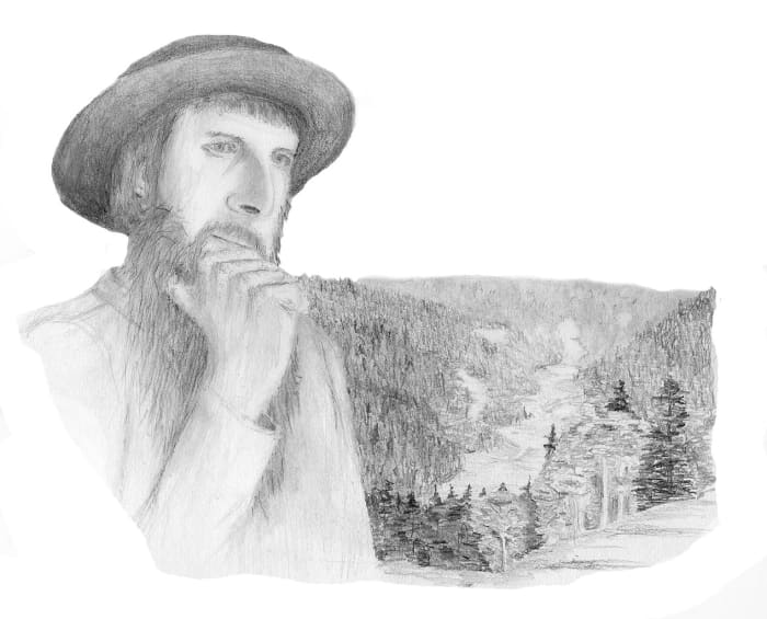 A sketch of Jakob Ammann, leader and namesake of the Amish religious movement. Only speculative depictions of him exist.