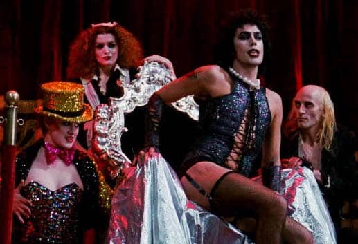 Nell Campbell as Columbia, Patricia Quinn as Magenta,Tim Curry as Dr. Frank N. Furter and, Richard O'Brien as Riff Raff, Rock Horror Picture Show