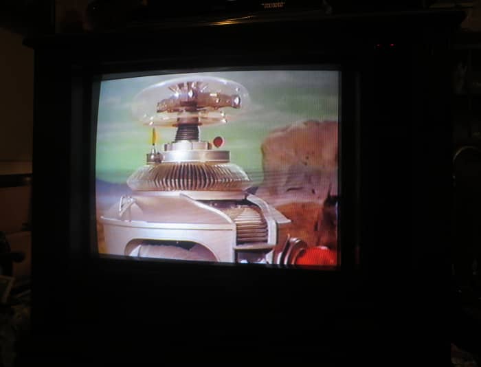 The Robot in Beautiful Color on the Curtis Mathes Color Console Television Model B2610RC, the Hitachi A66ABU30X Picture Tube was a thing of beauty and built to last.