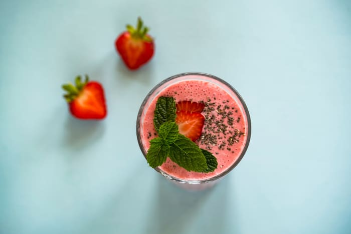 Drink this nice cold drink for a snack or with a good meal to get a couple servings of fruit.