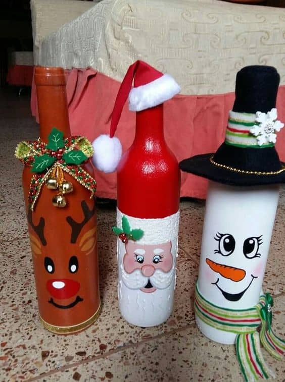 35+ Fun DIY Christmas Wine Bottle Crafts - FeltMagnet