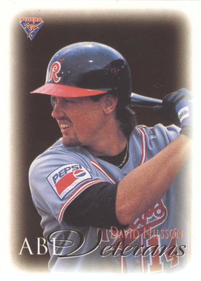 Dave Nilsson is seen on an Australian Baseball League card in 1995. He spent his eight years in Major League Baseball with the Milwaukee Brewers.