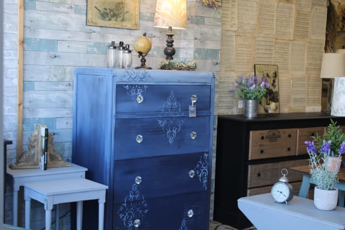 rejected for being out of focus. I took this photo because I love the style of the blue dresser and I adore painting and decorating with interesting designs and pieces.