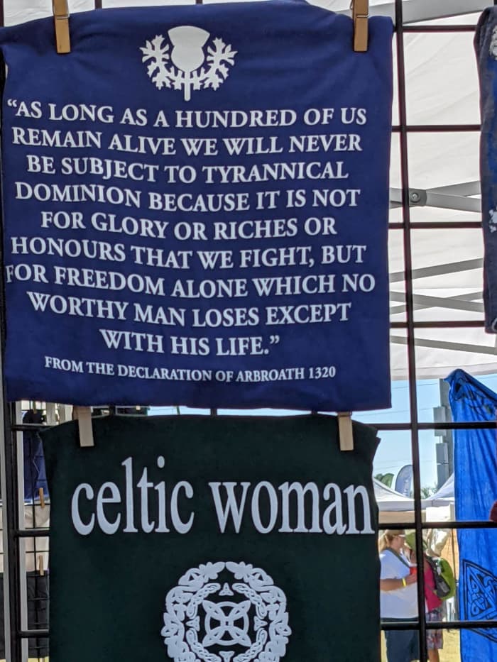 Shirt with a freedom quote from a 14th century Scott declaration