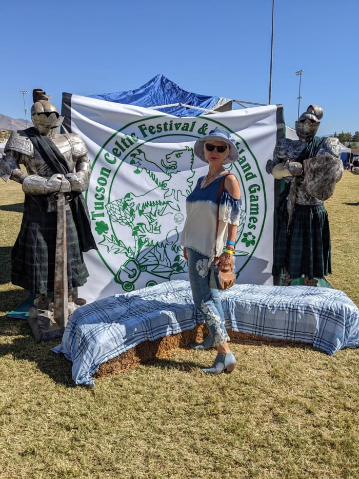 My wife at the entrance to the 2021 Tucson Celtic Festival.