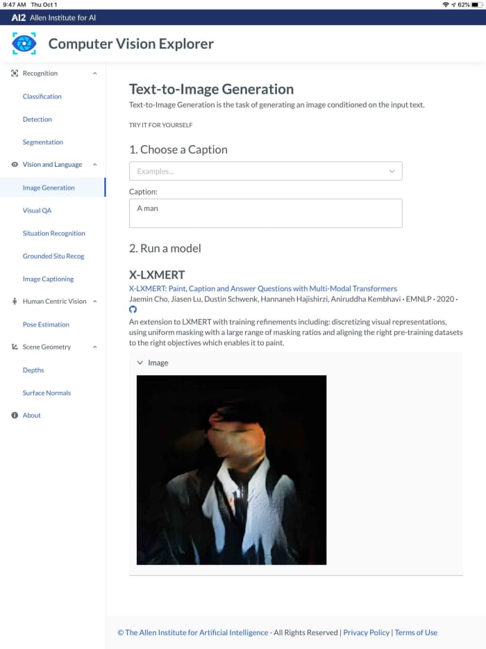 I tested this text-to-image engine back in October of 2020. Back then text-to-image was little more than a novelty (the above image is supposed to show "a man"). Look how far it has come in just over one year!