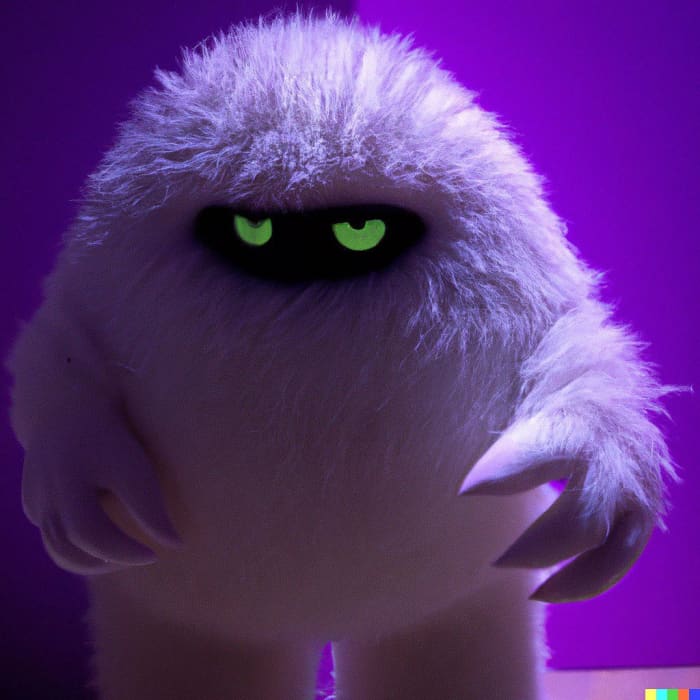 When AI masters not only creating these funny characters but animating them as well, watch out Disney! A white fur monster in a purple room (Actual text prompt used)