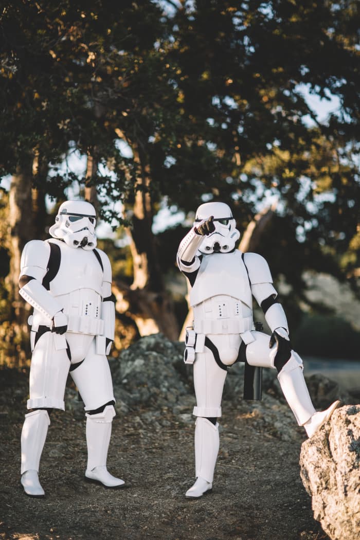 "The person who loses must dress up like someone from 'Star Wars' and walk around the park in character."