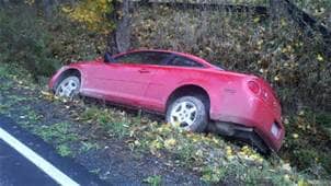 "she cranked her wheel to the right and slammed on the brakes. It was of no use; she careened off the road and into a small ditch."