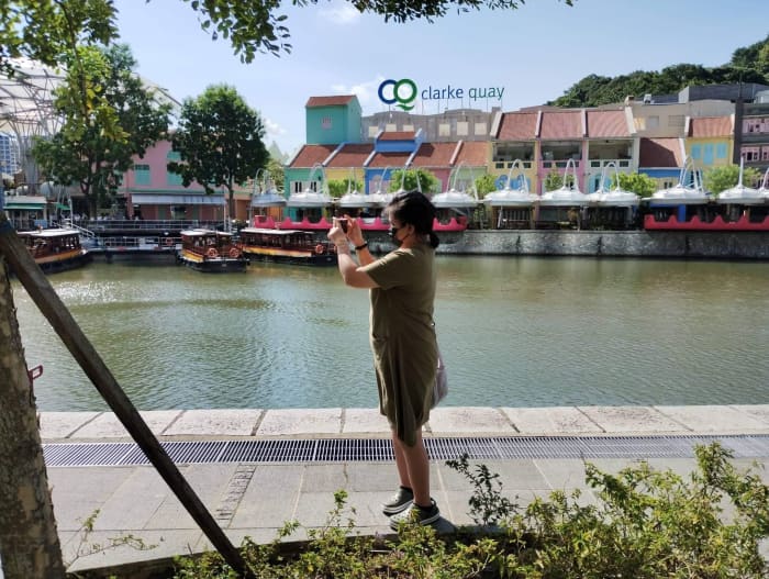 From Clarke Quay the long walk begins to reach Marina Bay Sands. It's a long walk but definitely worth it.