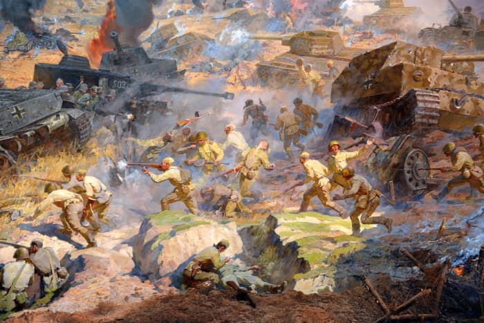 The battle for Prokhorovka in paint. The struggle in the southern part of the salient was costly for both sides, when Waffen SS and Soviet Guards divisions engage in a climactic battle for Kursk.