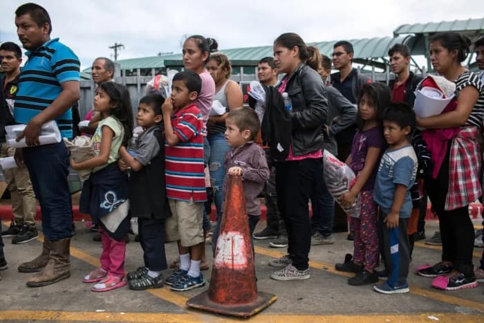 Undocumented immigrants arriving Sunday in McAllen, Tex., after being processed by Customs and Border Protection and released.Credit...Tamir Kalifa for The New York Times