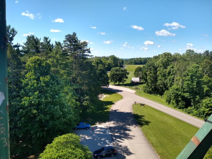 This is a view from atop the fire tower at Brown County State Park. Much of the fun is in the exploration of the unknown. What a thrill, climbing the old wobbly tower!
