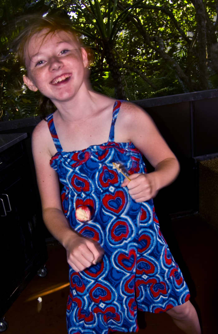 Right above her right hand is her cake pop flying away. Someday we will laugh about it. That wasn't the day-photo by AMB