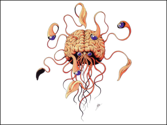A rather alarming depiction of Omoikane by artist Kazuma Kaneko for the Shin Megami Tensei video games.