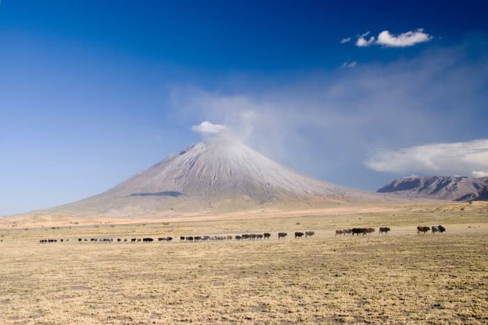 "Ol Doinyo Lengai" is an active volcano in the Great Rift Valley. Its name translates to "Mountain of God" in the Maasai language, and is believed by them to be the residence of the god "Engai".
