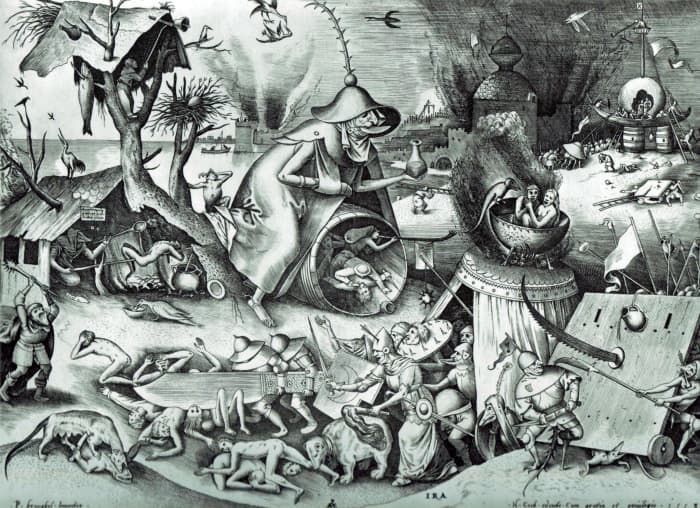This artwork by Peter Brueghel The Elder in 1558 depicts the horrors that supposedly await societies that embrace the seven deadly sins.