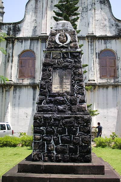 First World War Memorial at St. Francis Church, Fort Kochi. The names of the soldiers killed are inscribed in the commemorative plaque
